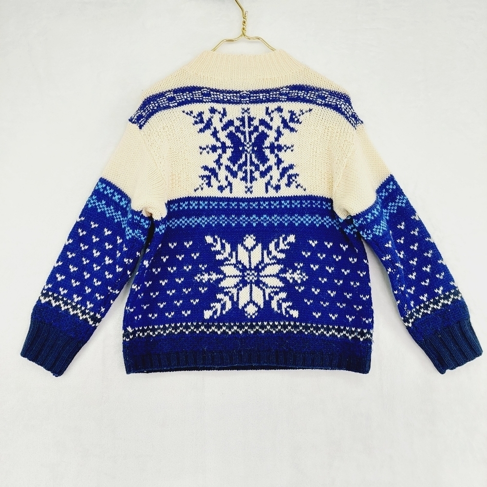 Liz Claiborne Vintage Snowflake Chunky Knit Wool Sweater Boxy Fit P3788 - Picture 5 of 9
